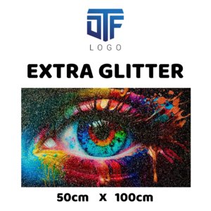 DTF logo met EXTRA glitterfolie bedrukking 50x100cm